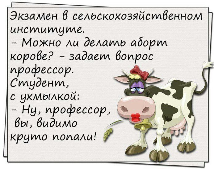 Экзамен 6 селоскохозяйстбенном институте Можно ли делато аборт коробе задает боирос профессор Студент с ухмоикой Ну профессор бы бидыио круто шопащ
