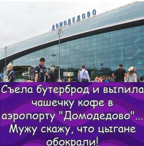 Съела бутерброд и выпила чашечку косре в аэропорту Домодедово Мужу скажу что цыгане обокрали