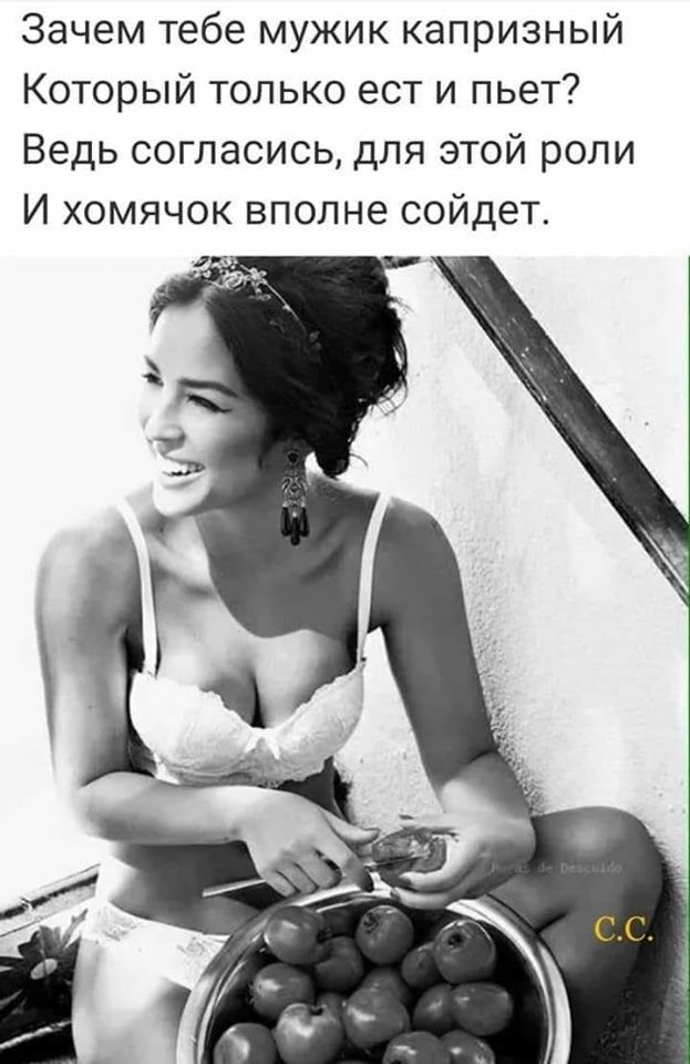 Зачем тебе мужик капризный Который только ест и пьет Ведь согласись для этой роли И хомячок вполне сойдет
