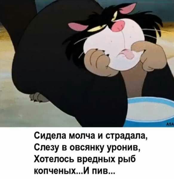 Сидела молча и страдала Слезу в овсянку уронив Хотелось вредных рыб копченыхИ пив