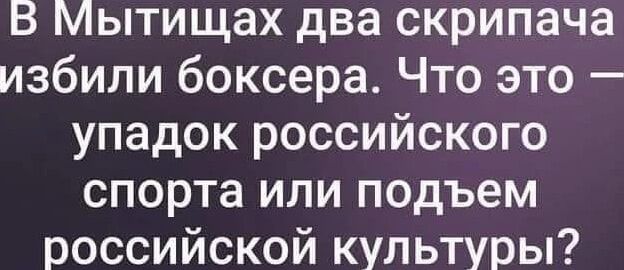 В Мытищах два скрипача избили боксера Что это упадок российского спорта или подъем российской культуры