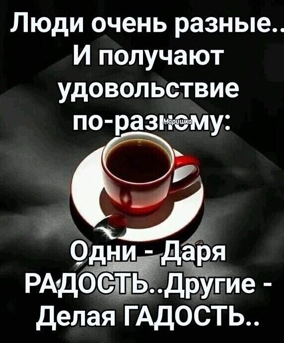 Люди очень разные И получают удовольствие по ра3му Одни дёря РАДОЪЦТ ьдііггие Делая ГАДОСТЬ