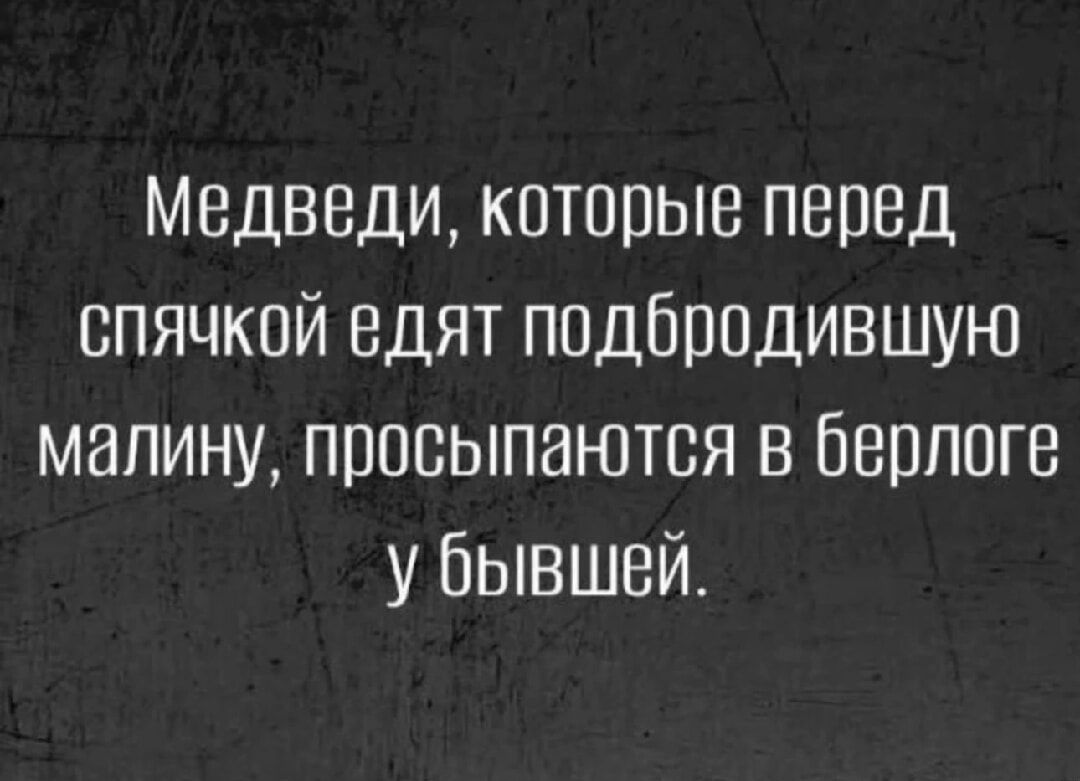 Медведи которые перед епячкпй едят подбпедившую малину просыпаются в берлоге у Бывшей