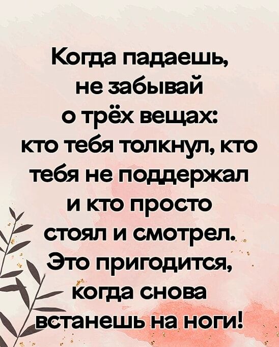 Когда падаешь не забывай о трёх вещах кто тебя толкнул кто тебя не поддержал и кто просто стоял и смотрел Это пригодится когда сноп Ётанешь Налоги