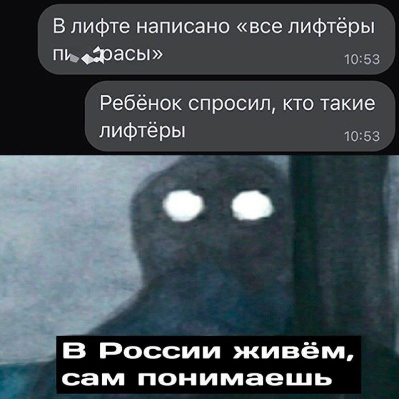 В лифте написано все лифтёры пьфасы 1053 Ребёнок спросил кто такие ПИФтёры 1053 В России живём сам понимаешь