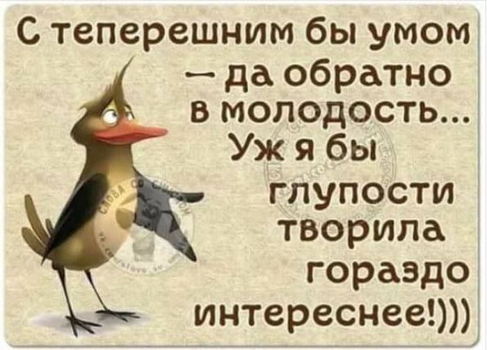 С теперешним бы умом да обратно в молодость Уж я бы глупости творила гораздо интереснее