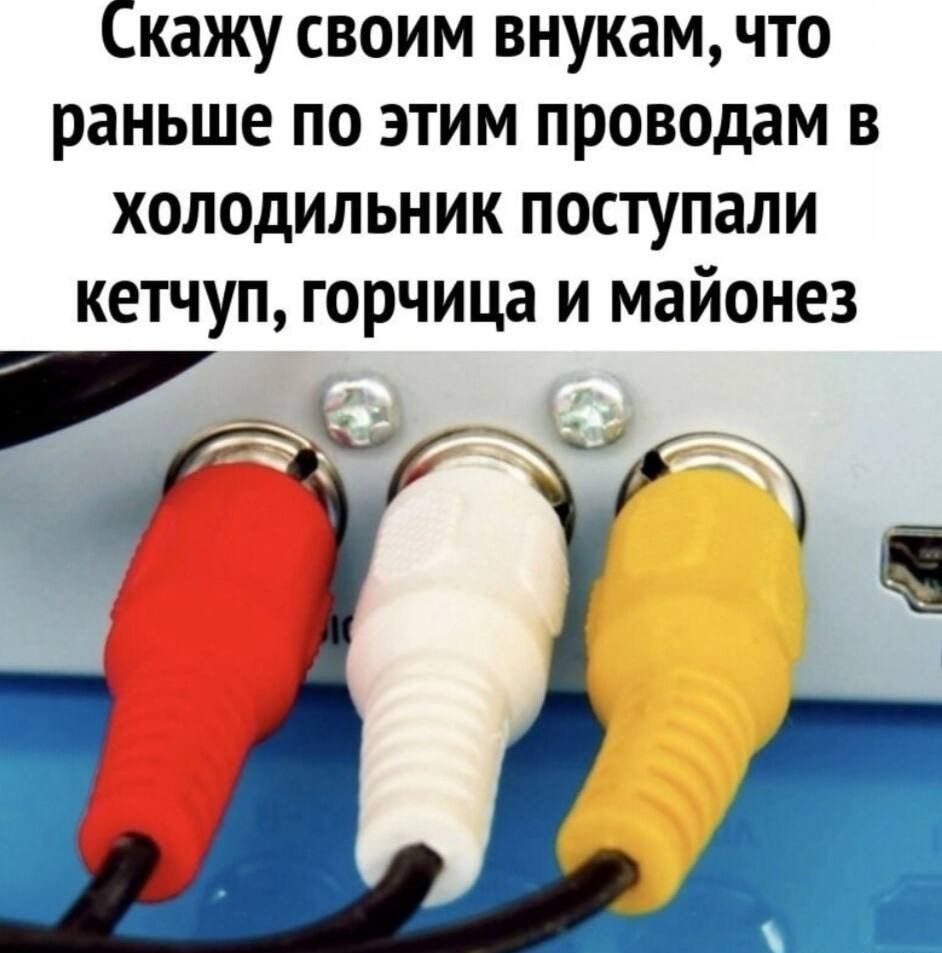 Скажу своим внукам что раньше по этим проводам в холодильник поступали кетчуп горчица и майонез г