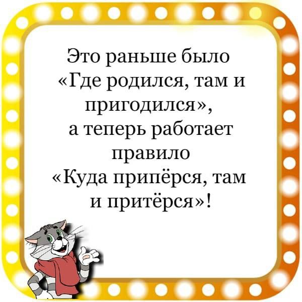 Это раньше было Где родился там и пригодился а теперь работает правило Куда припёрся там и притёрся 000