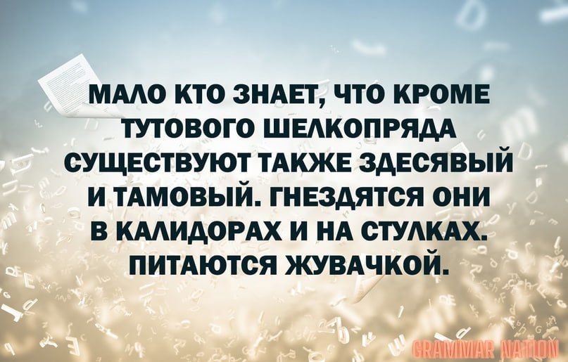 ммо кто видет что кроме тутового шемюпрям существуют ТАКЖЕ здесявый и тдмовый гнездятся они в кмидордх и нд студкдх питдются жувдчкой