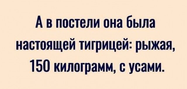 А в постели она Была настоящей тигрицей рыжая 150 килограмм усами