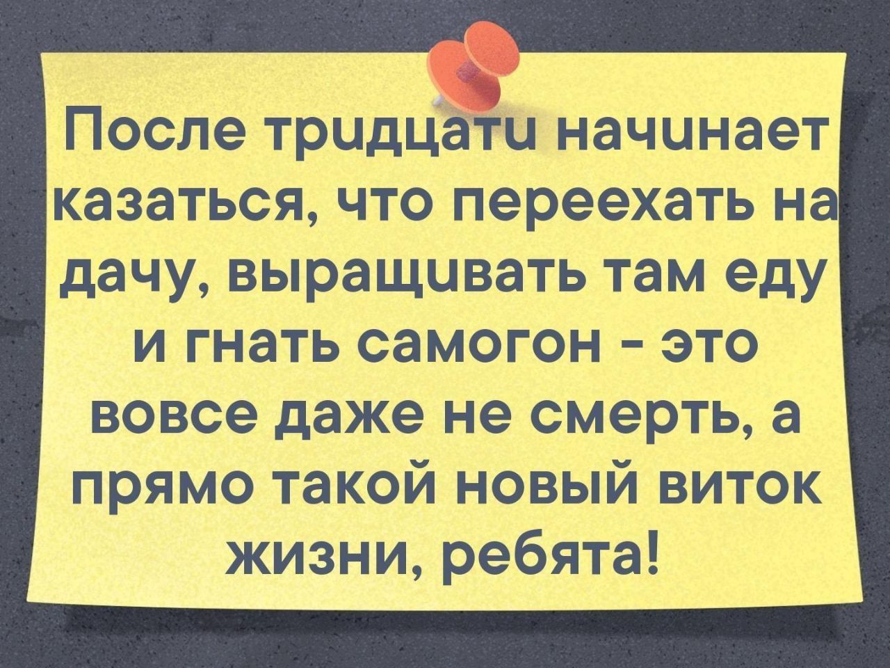 После тридцати начинает казаться что переехать на дачу выращчвать там еду и гнать самогон это вовсе даже не смерть а прямо такой новый виток жизни ребята