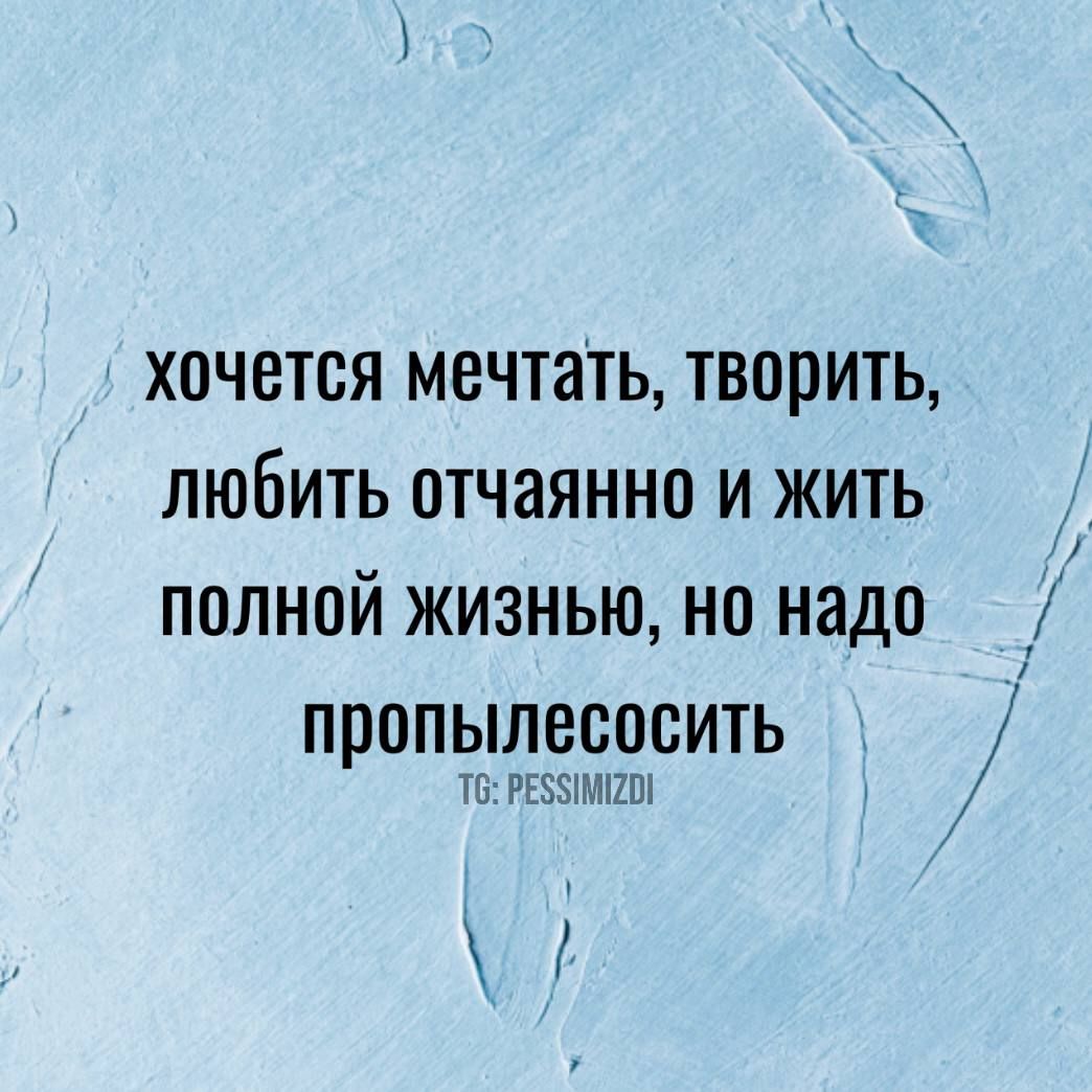 хочется мечтать творить любить отчаянно и жить полной жизнью но надо 7 пропылесосить Т6 РЕСЗИМИО