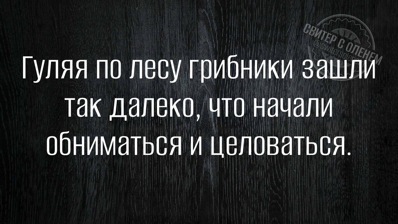 Гуляя по лесу грибники зашли так далеко что начали обниматься и целоваться