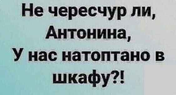 Не чересчур ли Антонина У нас натоптано в шкафу