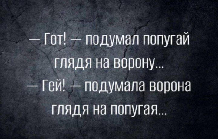 Гот подумал попугай ГЛЯДЯ на ворону Гей подумала ворона ГЛЯдя на попугая