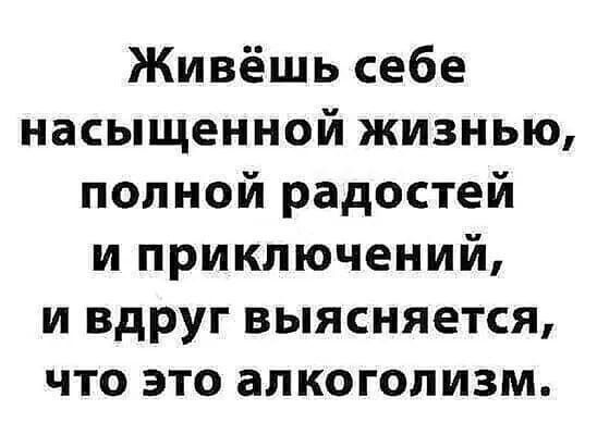 Живёшь себе насыщенной жизнью полной радостей и приключений и вдруг выясняется что это алкоголизм