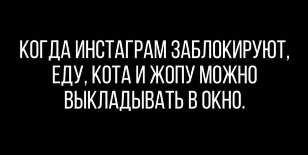 КОГДА ИНСТАГРАМ ЗАБЛОКИРУЮТ ЕДУ КОТА И ЖОПУ МОЖНО ВЫКЛАДЫВАТЬ В ОКНО