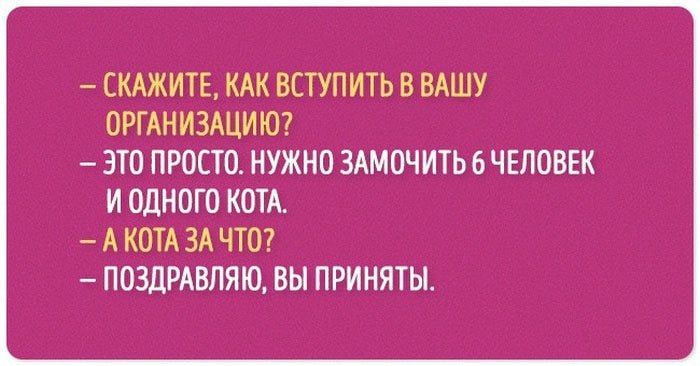 СКАЖИТЕ КАК ВСТУПИТЬ В ВАШУ ОРГАНИЗАЦИЮ ЭТО ПРОСТО НУЖНО ЗАМОЧИТЬ 6 ЧЕЛОВЕК И ОДНОГО КОТА АКОТА ЗА ЧТО ПОЗДРАВЛЯЮ ВЫ ПРИНЯТЫ