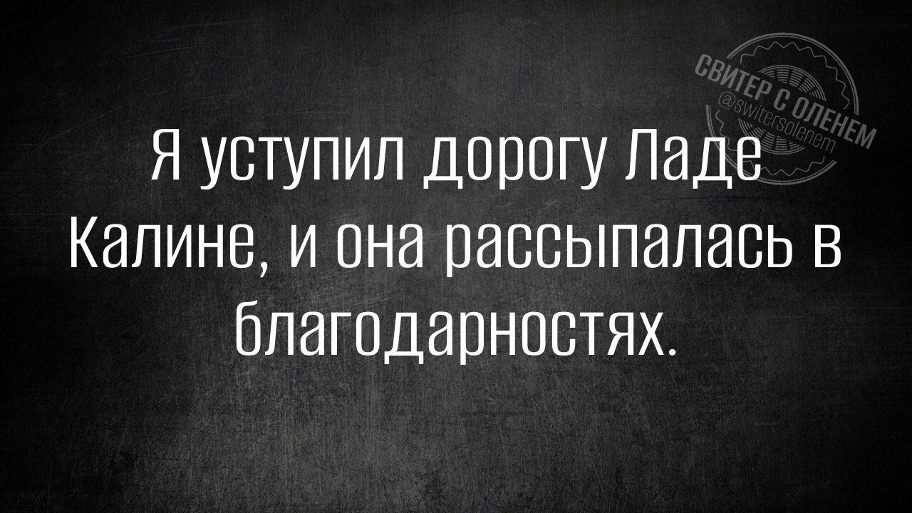 Я уступил дорогу Ладе Калине, и она рассыпалась в благодарностях.