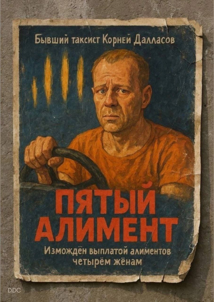 Бывший таксист Корней Далласов
ПЯТЫЙ АЛИМЕНТ
Измучен выплатой алиментов четырём жёнам