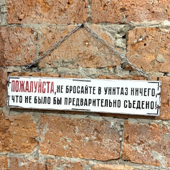 ПОЖАЛУЙСТА, не бросайте в унитаз ничего, что не было бы предварительно съедено!