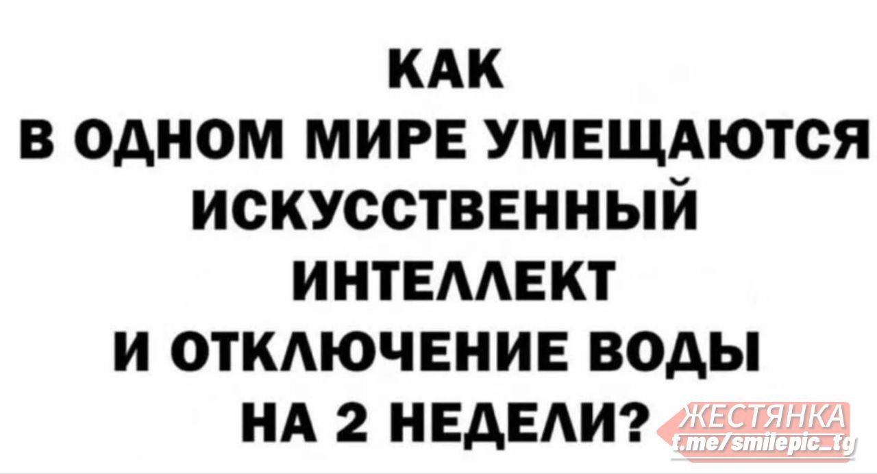 КАК В ОДНОМ МИРЕ УМЕЩАЮТСЯ ИСКУССТВЕННЫЙ ИНТЕЛЛЕКТ И ОТКЛЮЧЕНИЕ ВОДЫ НА 2 НЕДЕЛИ?
