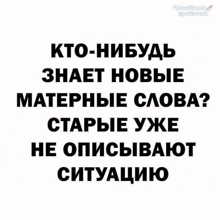 КТО-НИБУДЬ ЗНАЕТ НОВЫЕ МАТЕРНЫЕ СЛОВА? СТАРЫЕ УЖЕ НЕ ОПИСЫВАЮТ СИТУАЦИЮ