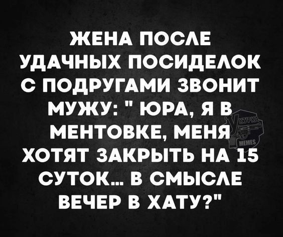 ЖЕНА ПОСЛЕ УДАЧНЫХ ПОСИДЕЛОК С ПОДРУГАМИ ЗВОНИТ МУЖУ: 