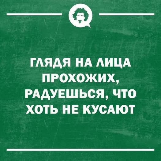 ГЛЯДЯ НА ЛИЦА ПРОХОЖИХ, РАДУЕШЬСЯ, ЧТО ХОТЬ НЕ КУСАЮТ