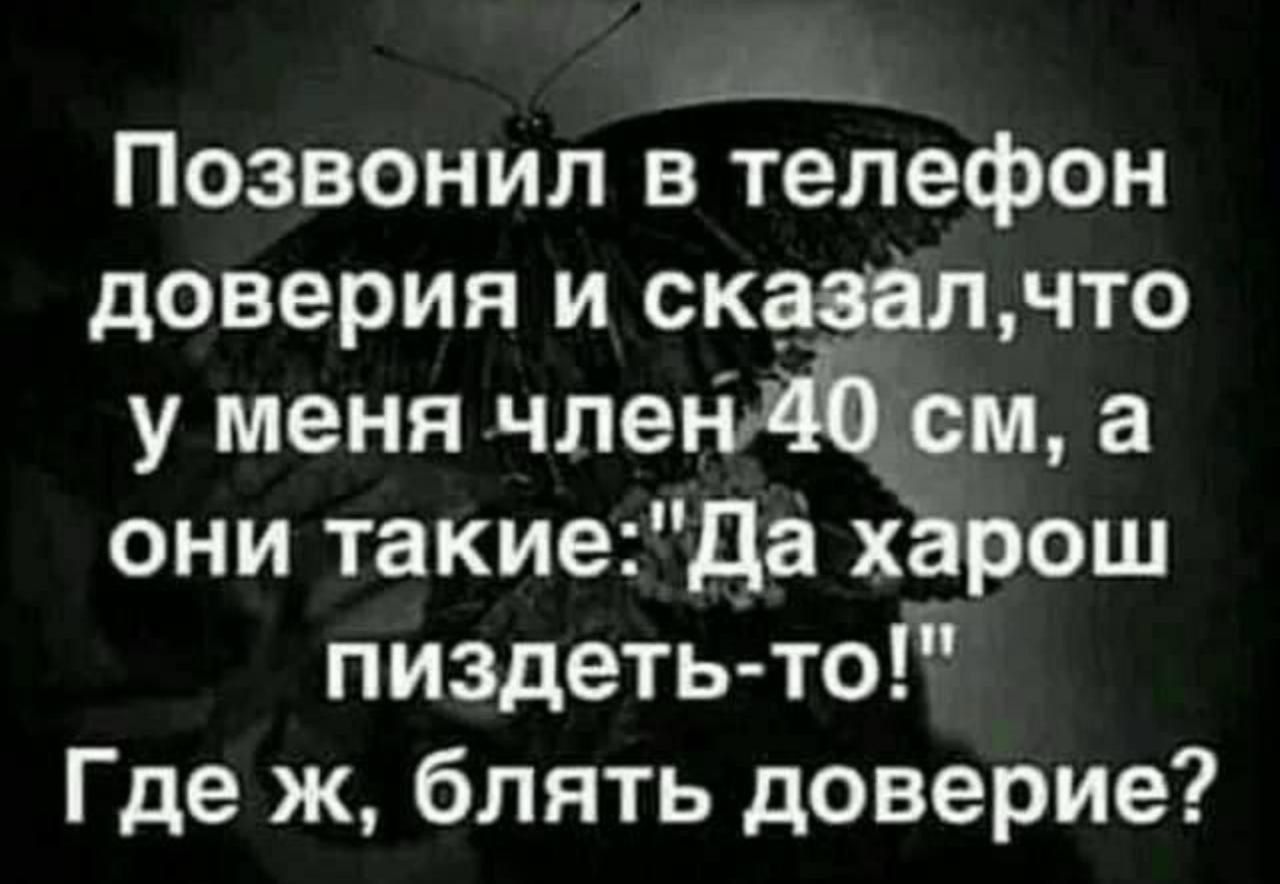 Позвонил в телефон доверия и сказал, что у меня член 40 см, а они такие: 
