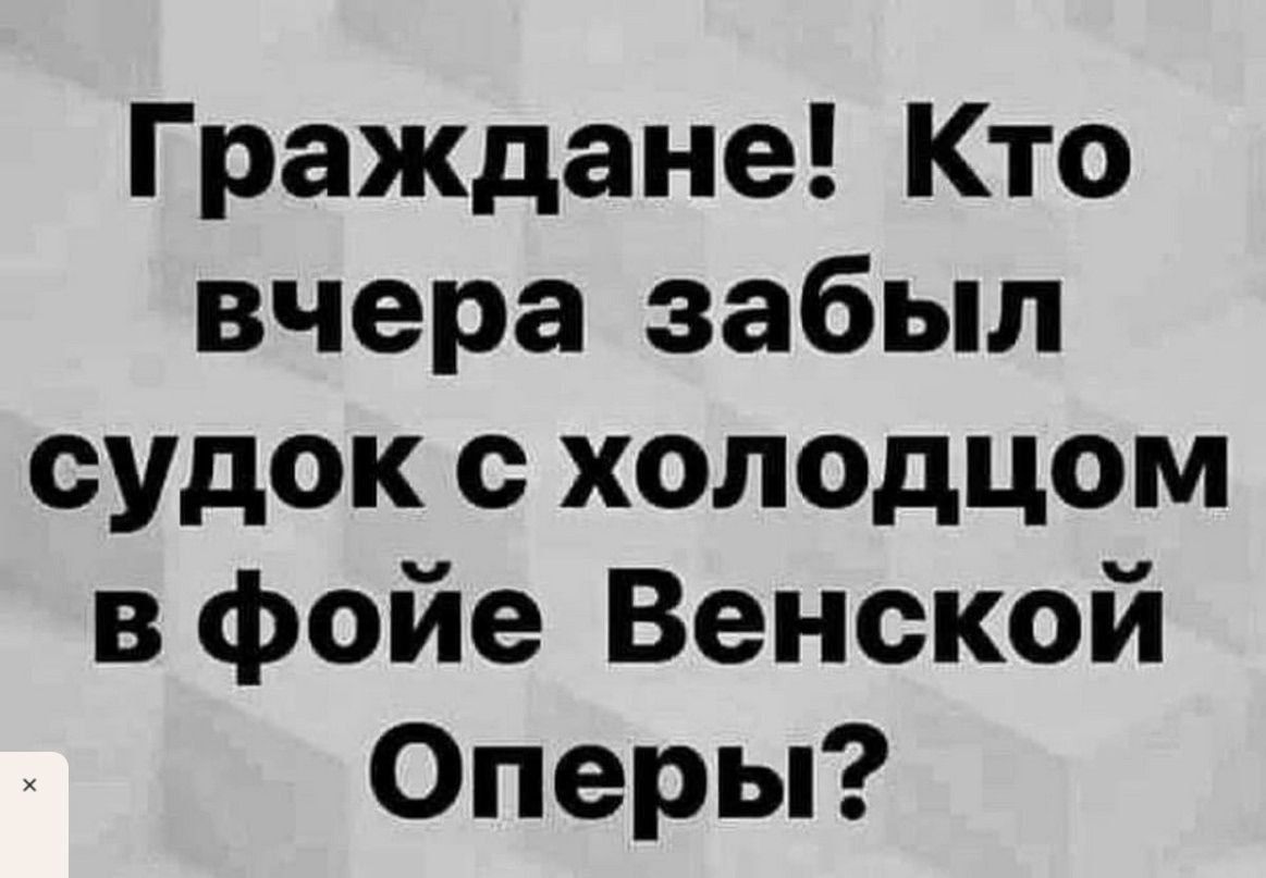 Граждане! Кто вчера забыл судок с холодцом в фойе Венской Оперы?