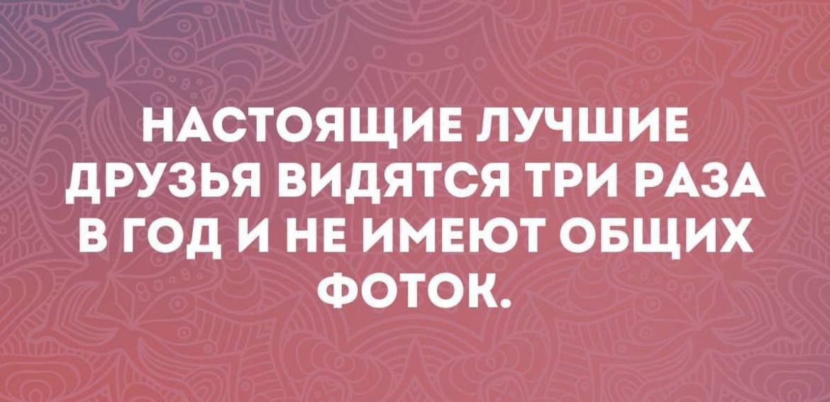 Настоящие лучшие друзья видятся три раза в год и не имеют общих фото.