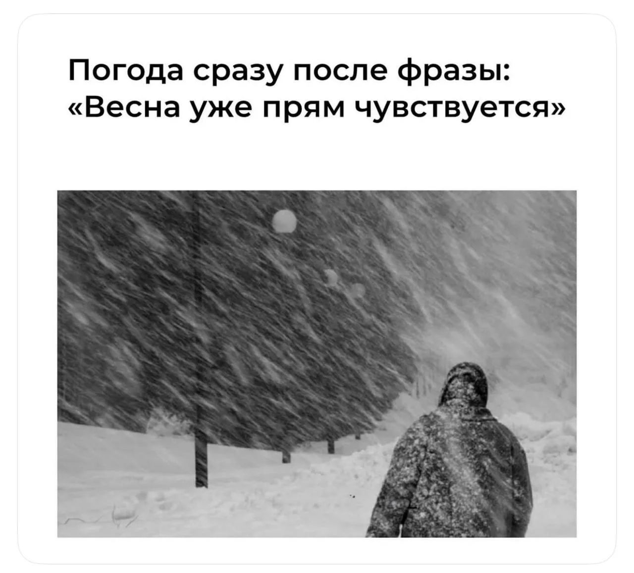 Погода сразу после фразы: «Весна уже прям чувствуется»