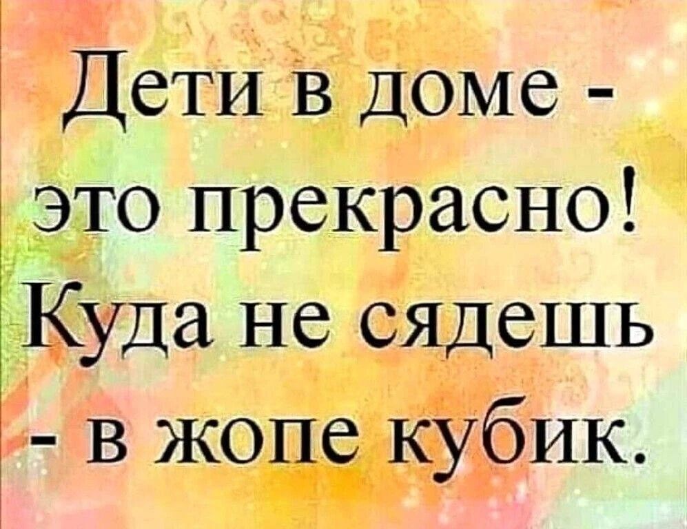 Дети в доме - это прекрасно! Куда не сядешь - в жопе кубик.