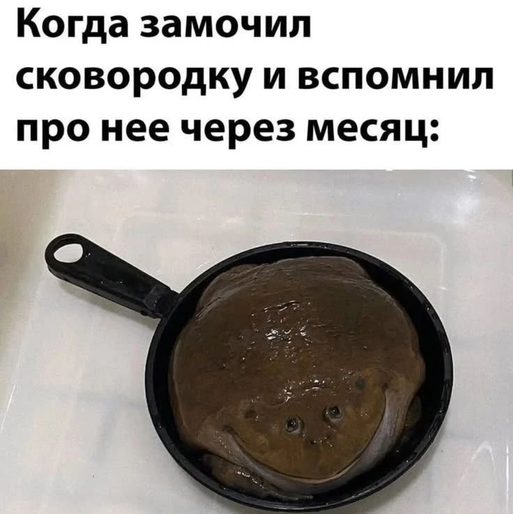 Когда замочил сковородку и вспомнил про нее через месяц: