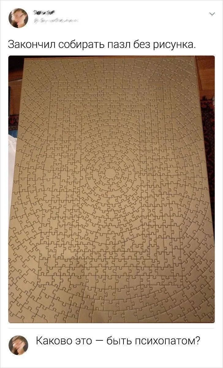 Закончил собирать пазл без рисунка. Каково это — быть психопатом?
