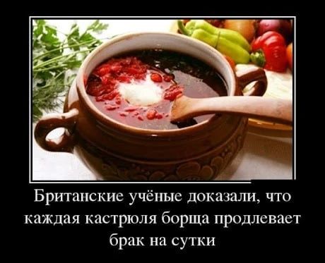 Британские учёные доказали, что каждая кастрюля борща продлевает брак на сутки