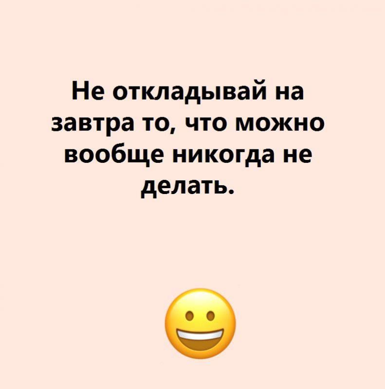 Не откладывай на завтра то что можно вообще никогда не делать 9