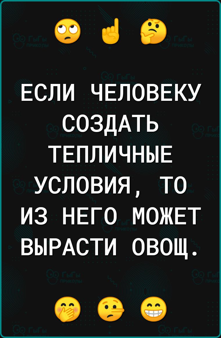 039 ЕСЛИ ЧЕЛОВЕКУ СОЗДАТЬ ТЕПЛИЧНЫЕ УСЛОВИЯ ТО ИЗ НЕГО МОЖЕТ ВЫРАСТИ ОВОЩ