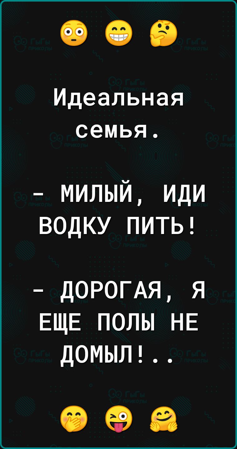 Идеальная семья милый иди водку ПИТЬ ДОРОГАЯ я ЕЩЕ полы НЕ ДОМЫЛ іі еа іі