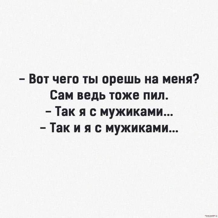 Вот чего ты орешь на меня Сам ведь тоже пил Так я с мужиками Так и я с мужиками