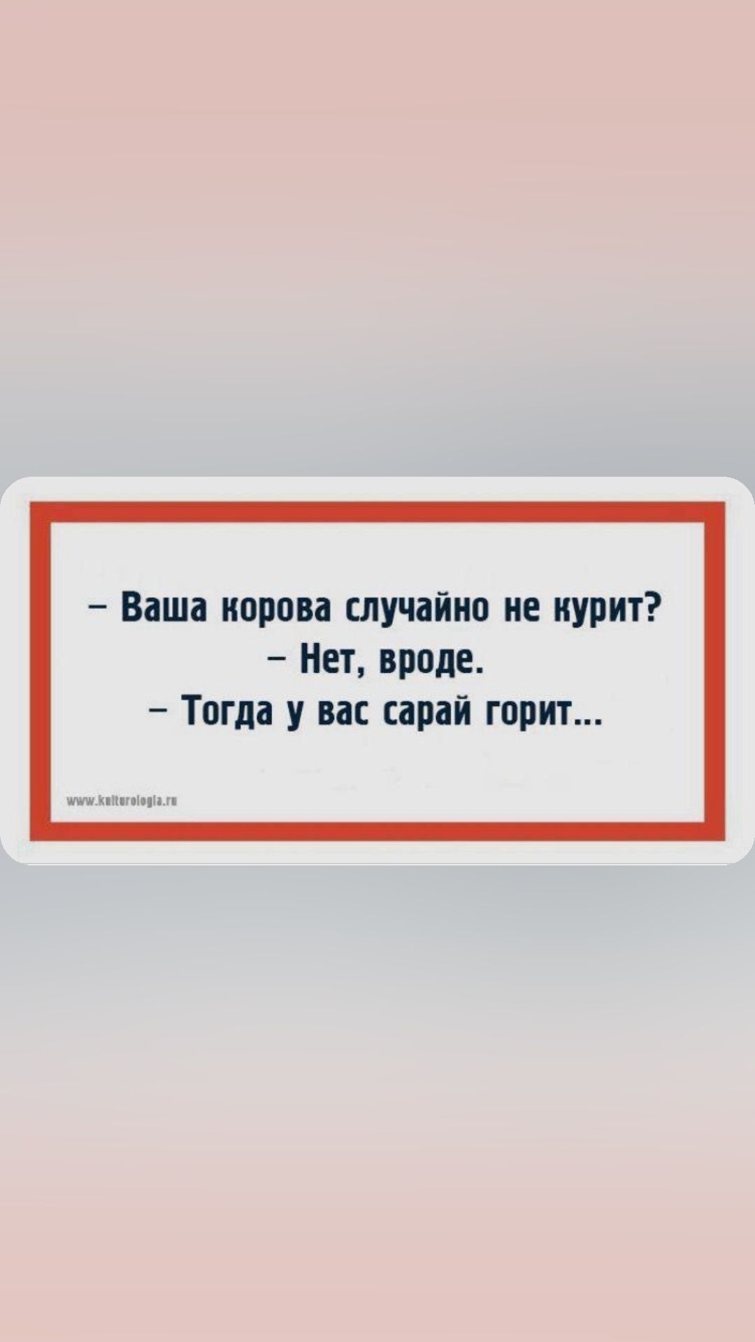 Ваша корова случайно не курит Нет вроде Тогда у на сарай горит