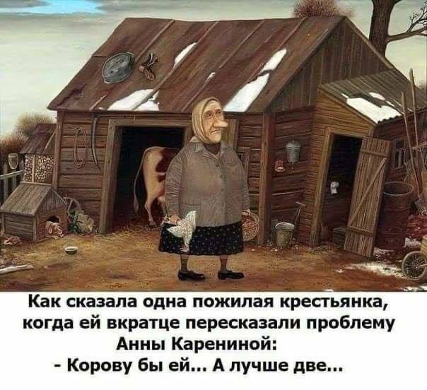 Как сказала одна пожилая крестьянка когда ей вкратце пересказали проблему Анны Карениной Корову бы ей А лучше две