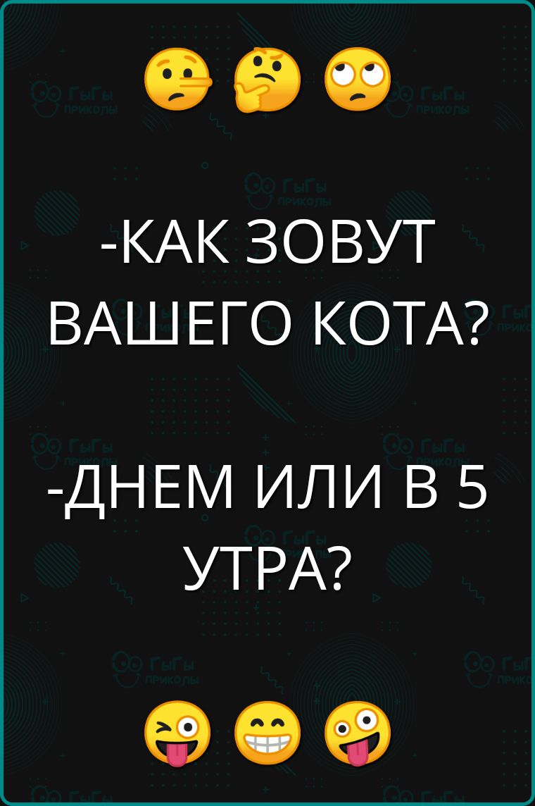 КАК ЗОВУТ ВАШЕГО КОТА ДНЕМ ИЛИ В 5 УТРА ее