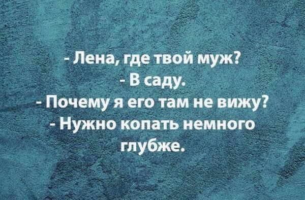 Лена где твой муж В саду Почему я его там не вижу Нужно копать немного глубже