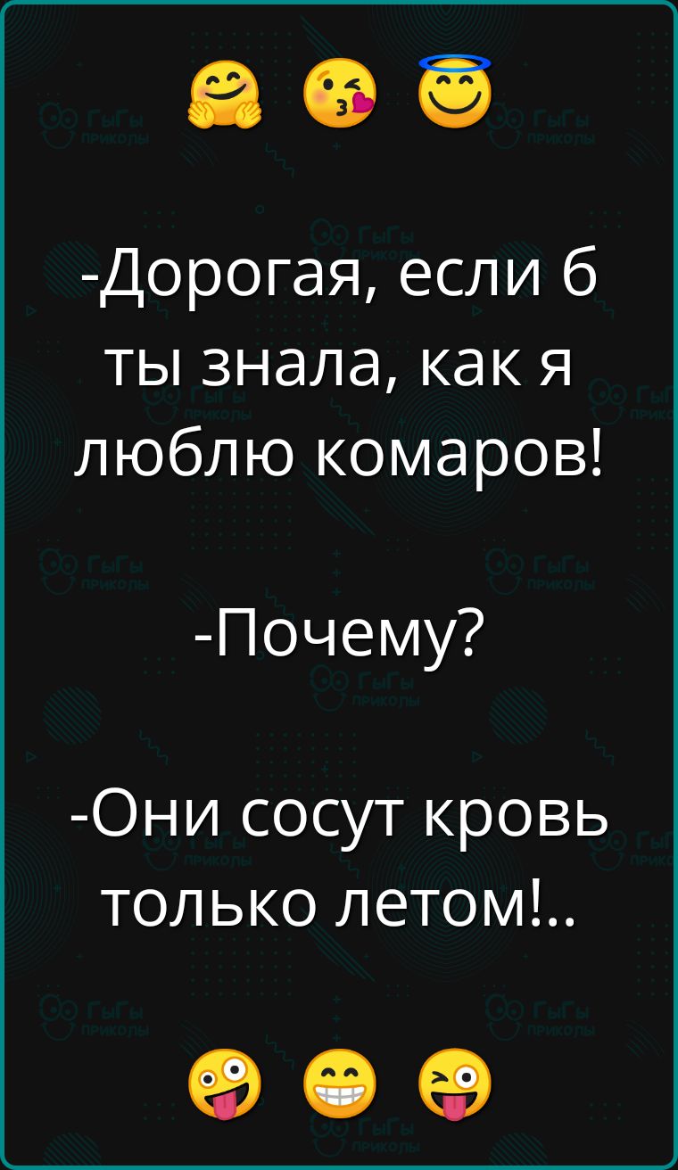 Дорогая если 6 ты знала как я люблю комаров Почему Они сосут кровь только летом