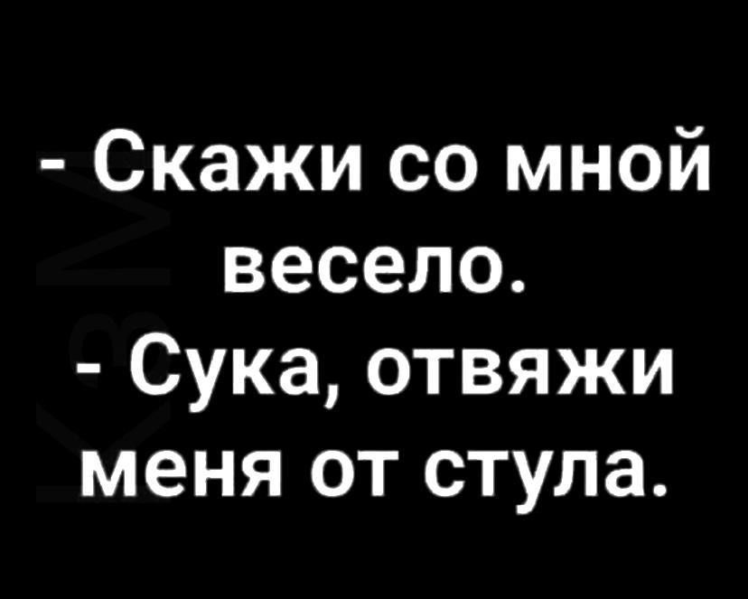 Скажи со мной весело Сука отвяжи меня от стула