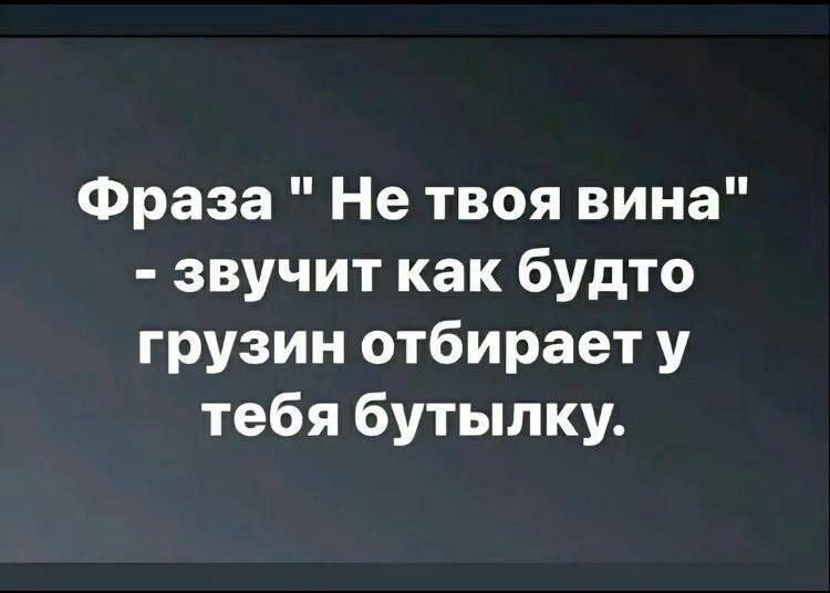 Фраза Не твоя вина звучит как будто грузин отбирает у тебя бутылку