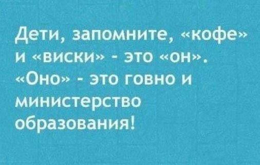 Дети, запомните, «кофе» и «виски» - это «он». «Оно» - это говно и министерство образования!