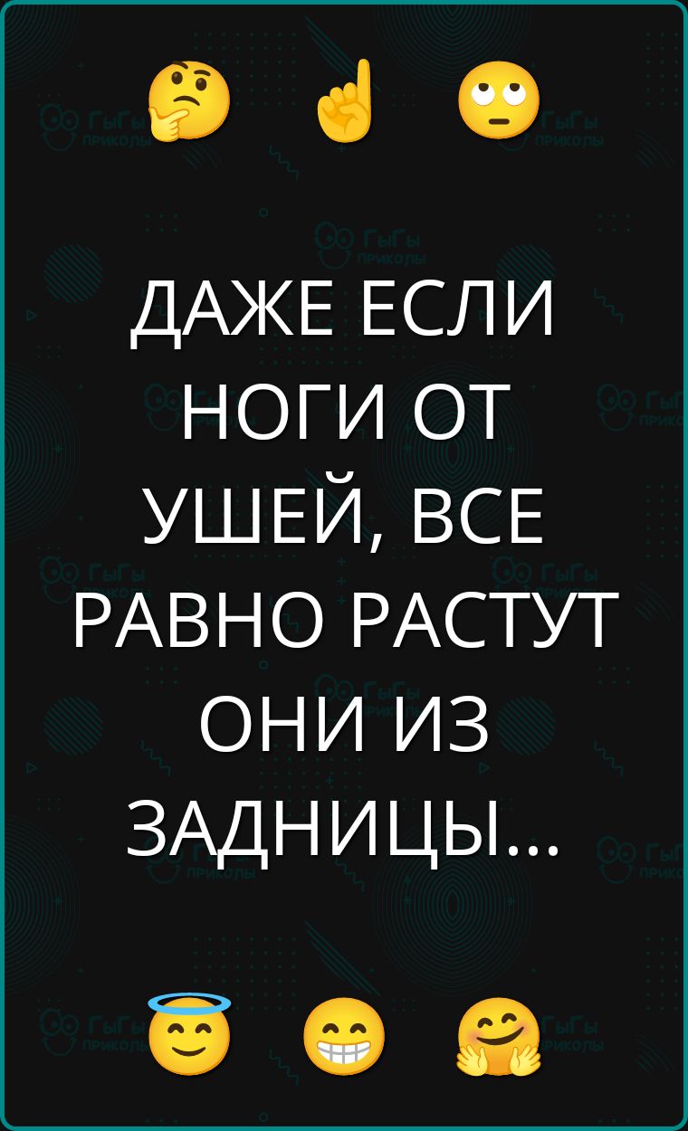 ДАЖЕ ЕСЛИ НОГИ ОТ УШЕЙ, ВСЕ РАВНО РАСТУТ ОНИ ИЗ ЗАДНИЦЫ...